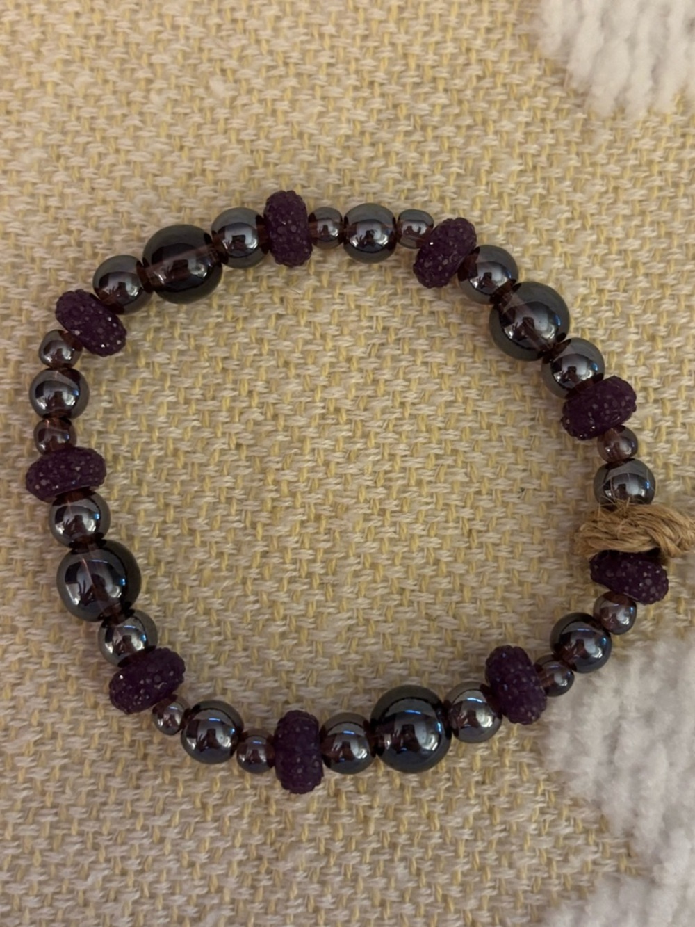 Purple, Hematite Stretch Bracelet - Women's Beaded Jewelry